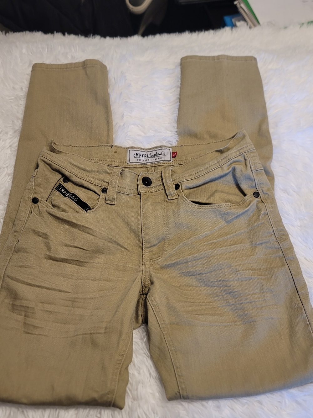 🔥3 For $25 Empyre Surplus Co Skeletor Skinny Jeans in Khaki Tan Wize 28